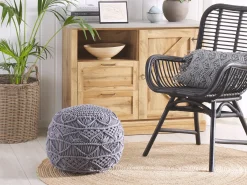 Puf Macramé KAYSERI Bomuld Grå