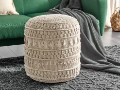 Puf Macramé THAKOT Bomuld Beige