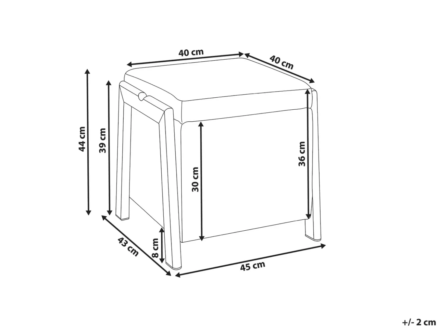 Puf med opbevaring EDLAND 45 cm 43 cm Sort