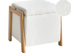 Puf med opbevaring EDLAND Boucle 45 cm 43 cm Hvid