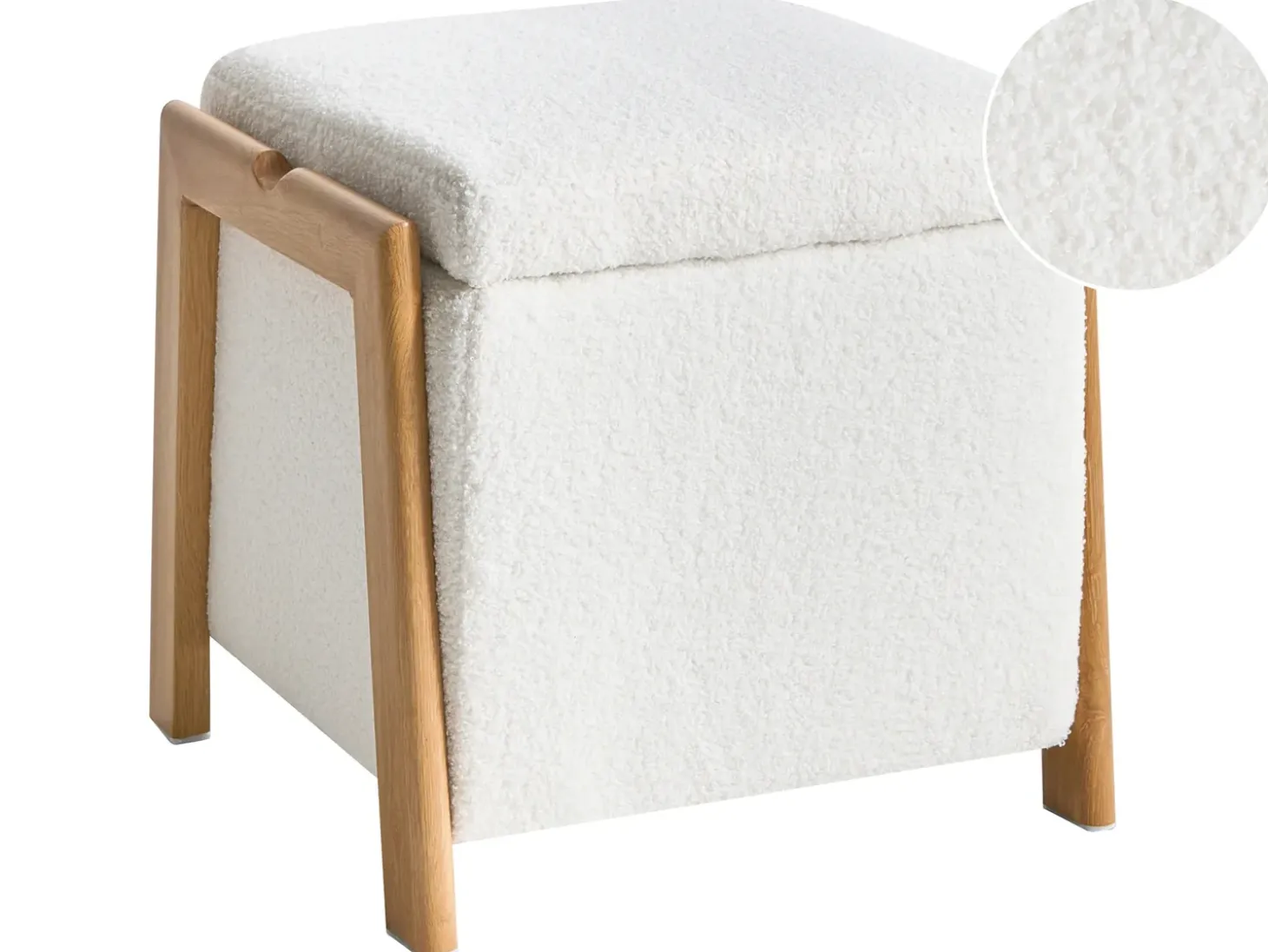 Puf med opbevaring EDLAND Boucle 45 cm 43 cm Hvid