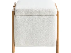 Puf med opbevaring EDLAND Boucle 45 cm 43 cm Hvid