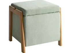 Puf med opbevaring EDLAND 45 cm 43 cm Lysegrøn