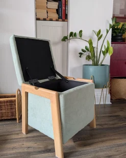 Puf med opbevaring EDLAND 45 cm 43 cm Lysegrøn
