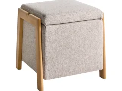 Puf med opbevaring EDLAND 45 cm 43 cm Beige
