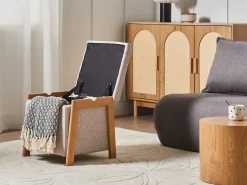 Puf med opbevaring EDLAND 45 cm 43 cm Beige