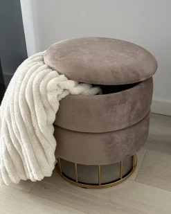 Puf med opbevaring ELGIN Velour Brungrå