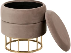 Puf med opbevaring ELGIN Velour Brungrå