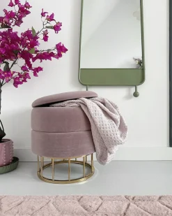Puf med opbevaring ELGIN Velour Lyserød