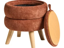 Puf med opbevaring HAWLEY Chenille Guldbrun