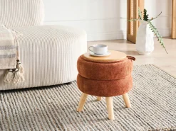Puf med opbevaring HAWLEY Chenille Guldbrun