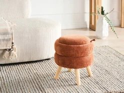 Puf med opbevaring HAWLEY Chenille Guldbrun