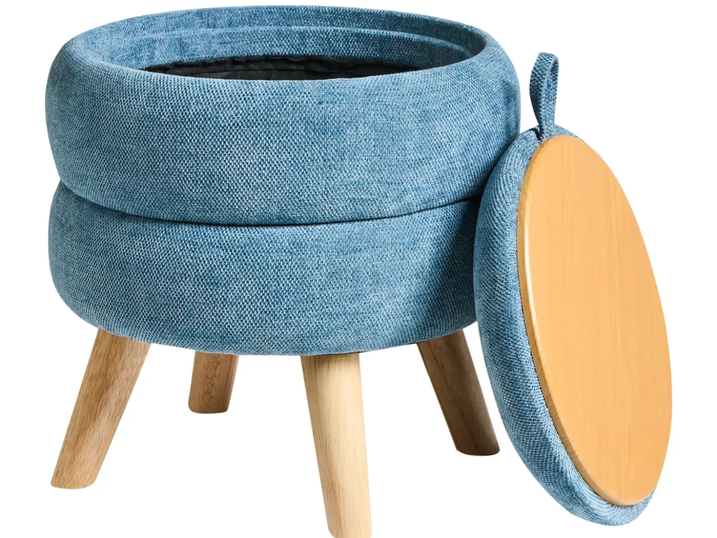 Puf med opbevaring HAWLEY Chenille Blå