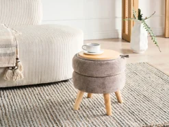 Puf med opbevaring HAWLEY Chenille Brungrå