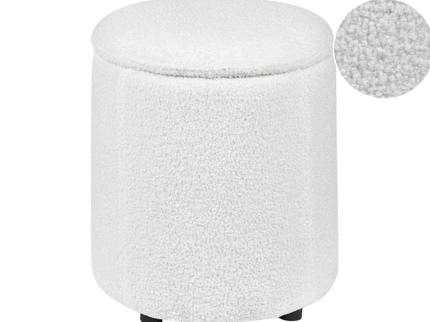 Puf med opbevaring MARYLAND Boucle Cremehvid