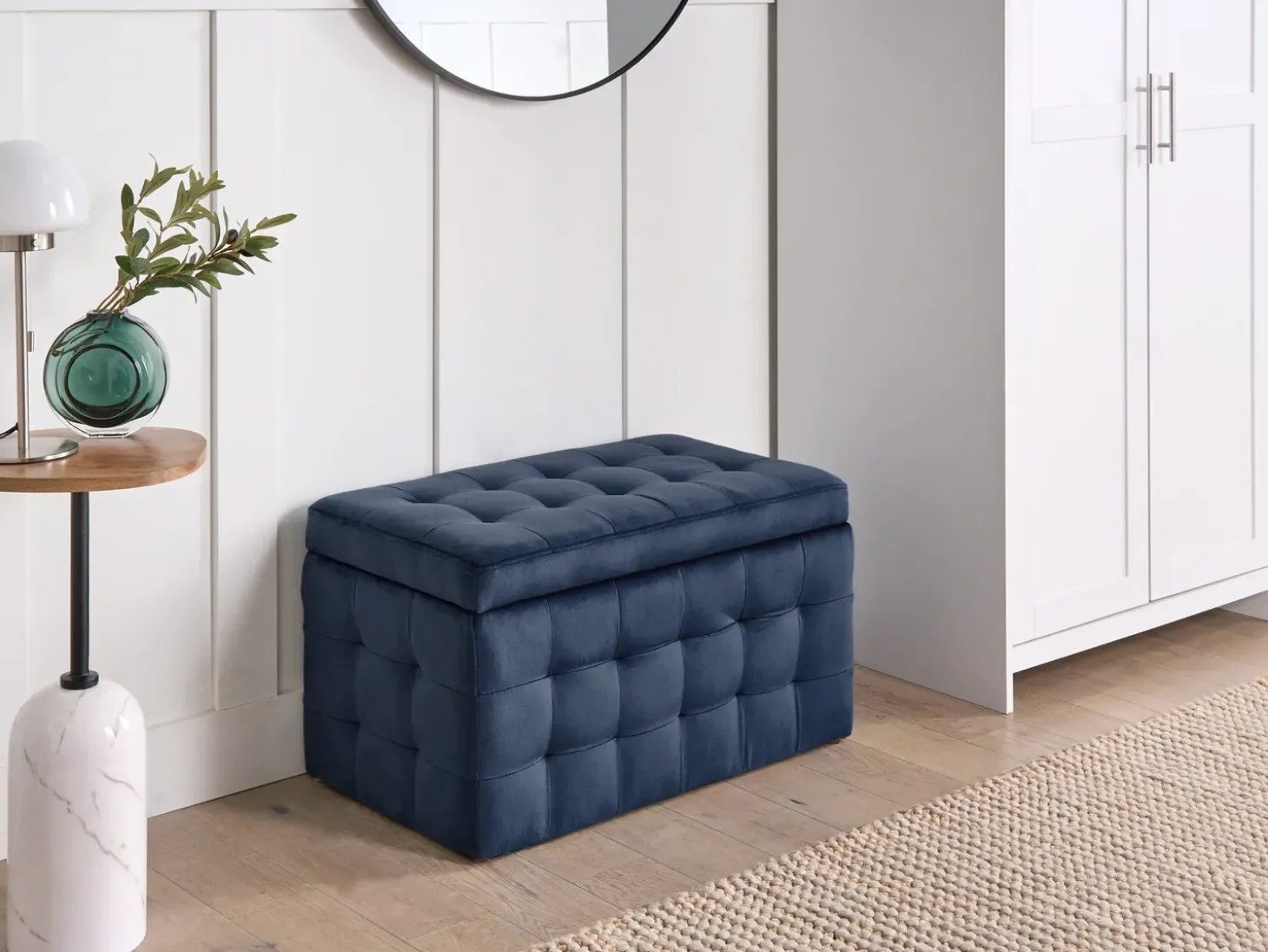 Puf med opbevaring MICHIGAN Velour Mørkeblå