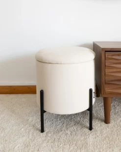 Puf med opbevaring WENONA Velour Lys Beige
