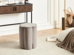 Puf TAPPEN Velour Brungrå