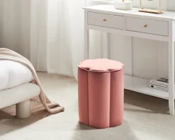 Puf TAPPEN Velour Lyserød