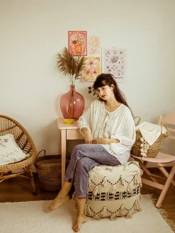 Puf THONDI Bomuld Beige