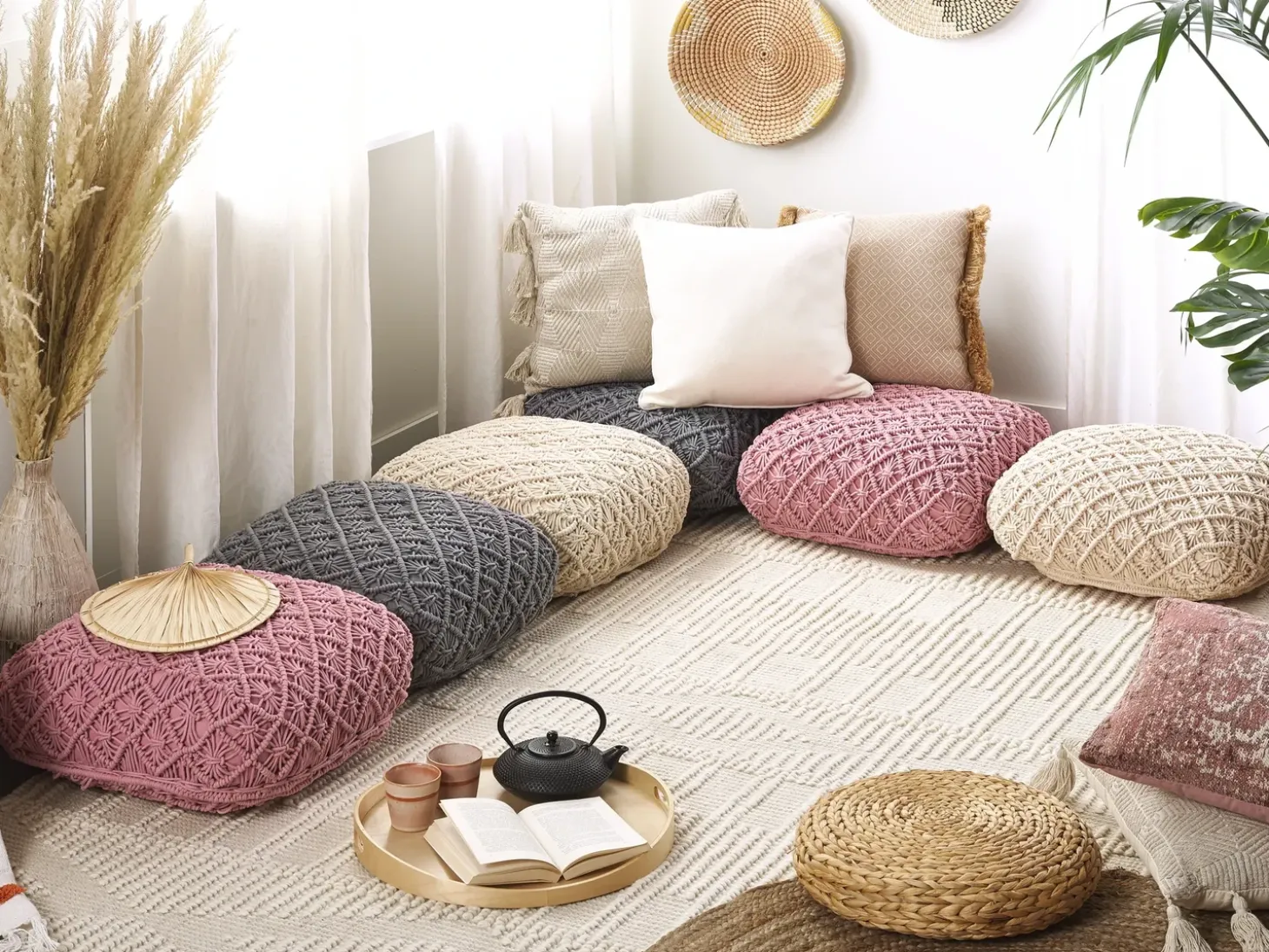 Puf Macramé BERRECHID Bomuld Beige
