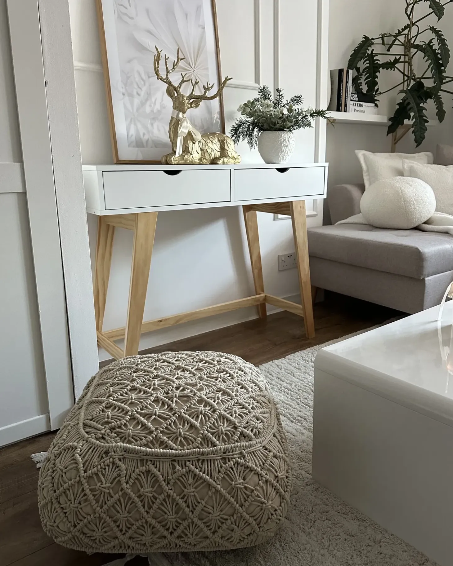 Puf Macramé BERRECHID Bomuld Beige