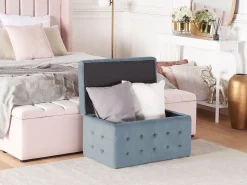 Puf med opbevaring MICHIGAN Velour Lysegrå
