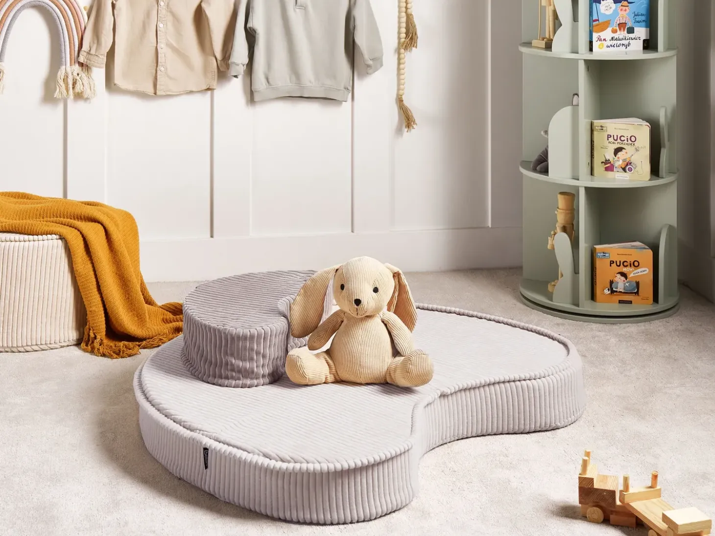 Puf NILI Velour Lys Beige