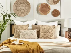 Pyntepude CEIBA Bomuld 45 x 45 cm Beige Geometrisk mønster