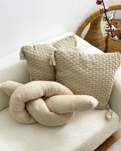 Pyntepude GLADIOLUS Boucle 172 x 14 cm Beige Ensfarvet