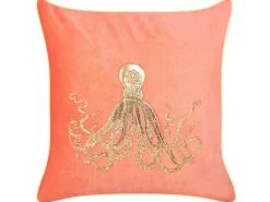 Pyntepude LAMINARIA Velour 45 x 45 cm Koralrød Dyremønster