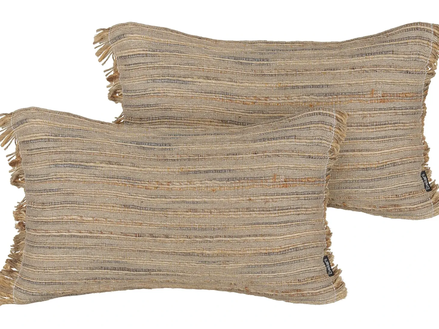 Pyntepude LEDUM Jute 30 x 50 cm Beige Stribet mønster