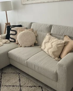 Pyntepude MADIA Bomuld 45 x 45 cm Lys Beige Ensfarvet