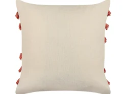 Pyntepude PLEIONE Bomuld 45 x 45 cm Koralrød Abstraktmønster