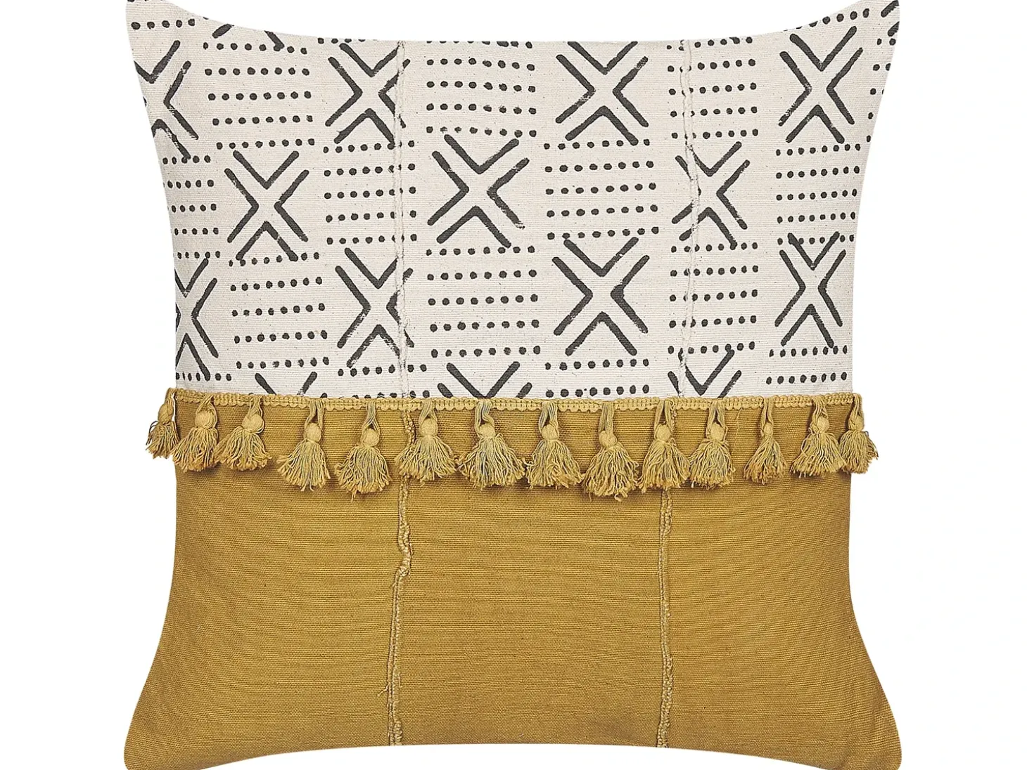 Pyntepude WOODI Bomuld 45 x 45 cm Gul Geometrisk mønster