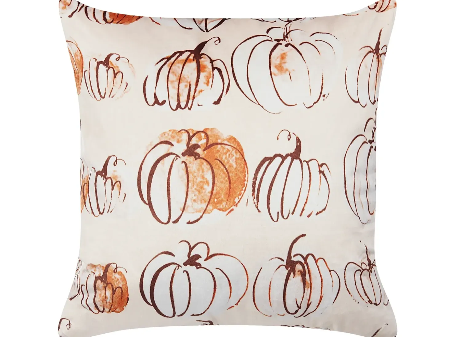 Pyntepude CUCURBITA Velour 45 x 45 cm Beige Plante mønster