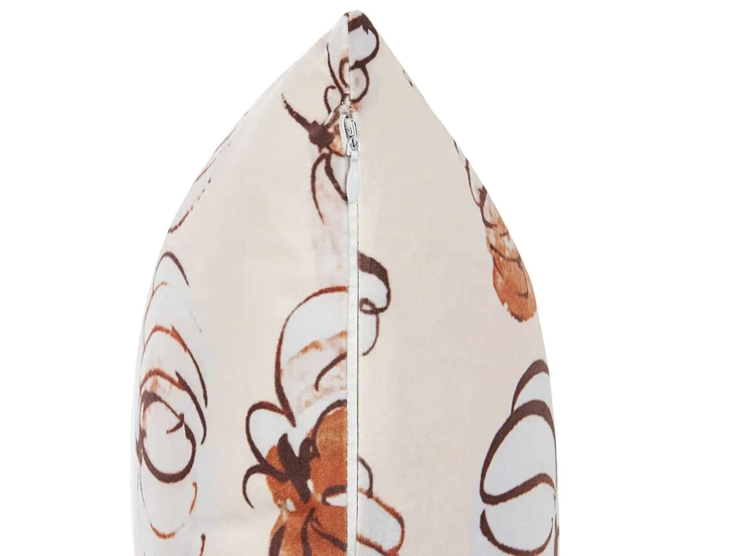 Pyntepude CUCURBITA Velour 45 x 45 cm Beige Plante mønster