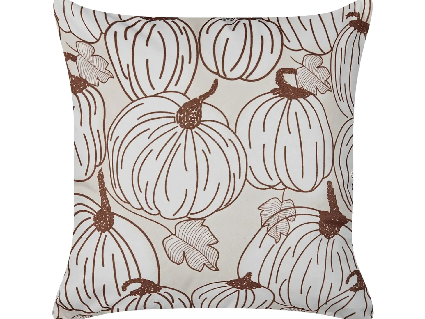 Pyntepude GOURD Velour 45 x 45 cm Beige Plante mønster