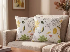 Pyntepude MULLEIN Velour 45 x 45 cm Multifarvet Plante mønster