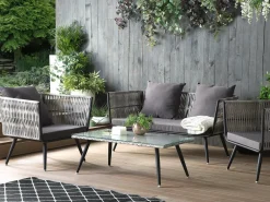 RAGUSA 4 personers Loungesæt med bord Grå PE-rattan