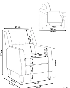 Recliner stol EGERSUND Inkl. fodstøtte Lys Beige