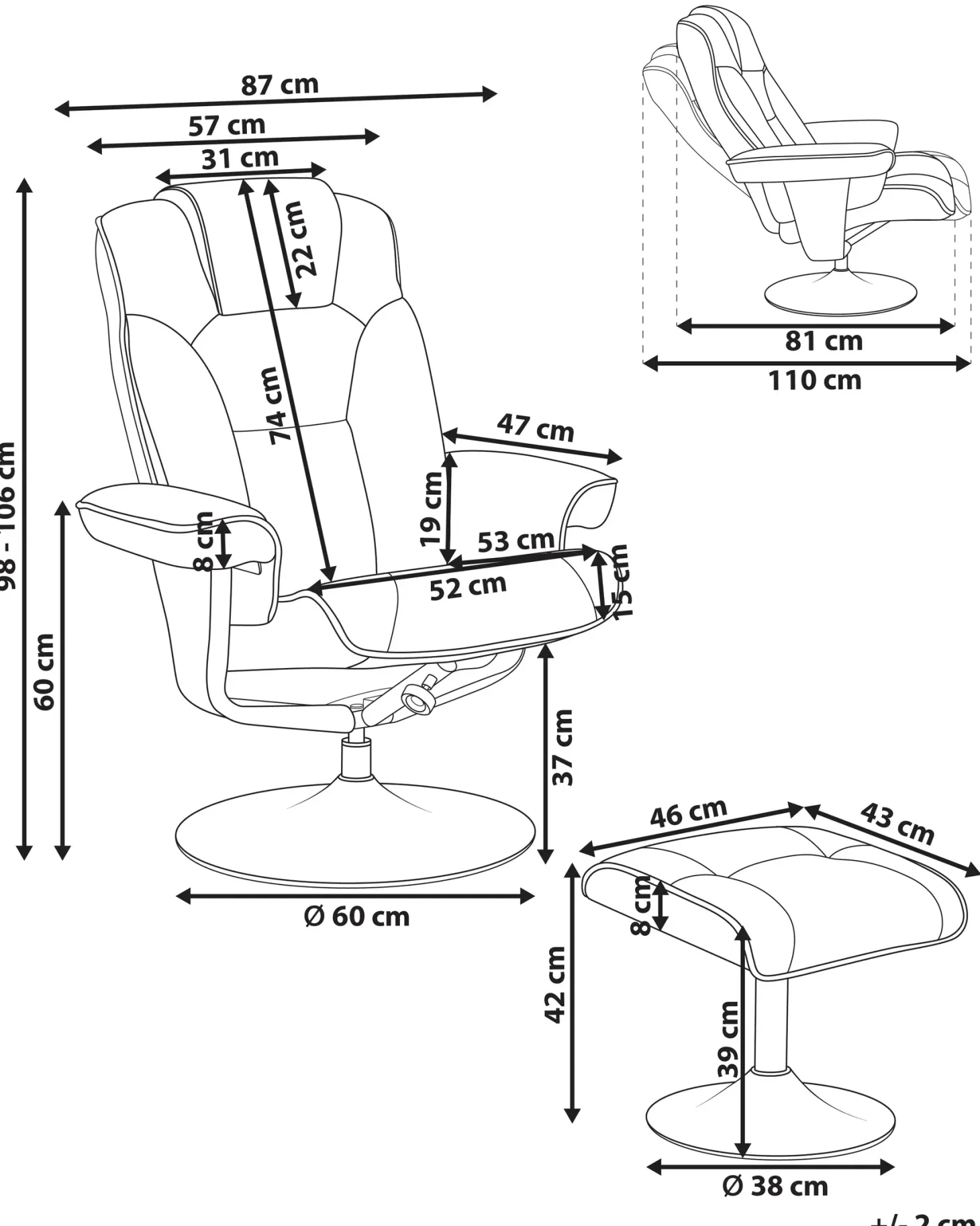 Recliner stol NYKS Brungrå