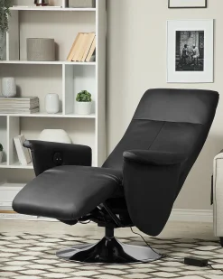 Recliner stol PRIME Inkl. fodstøtte Kunstlæder Sort