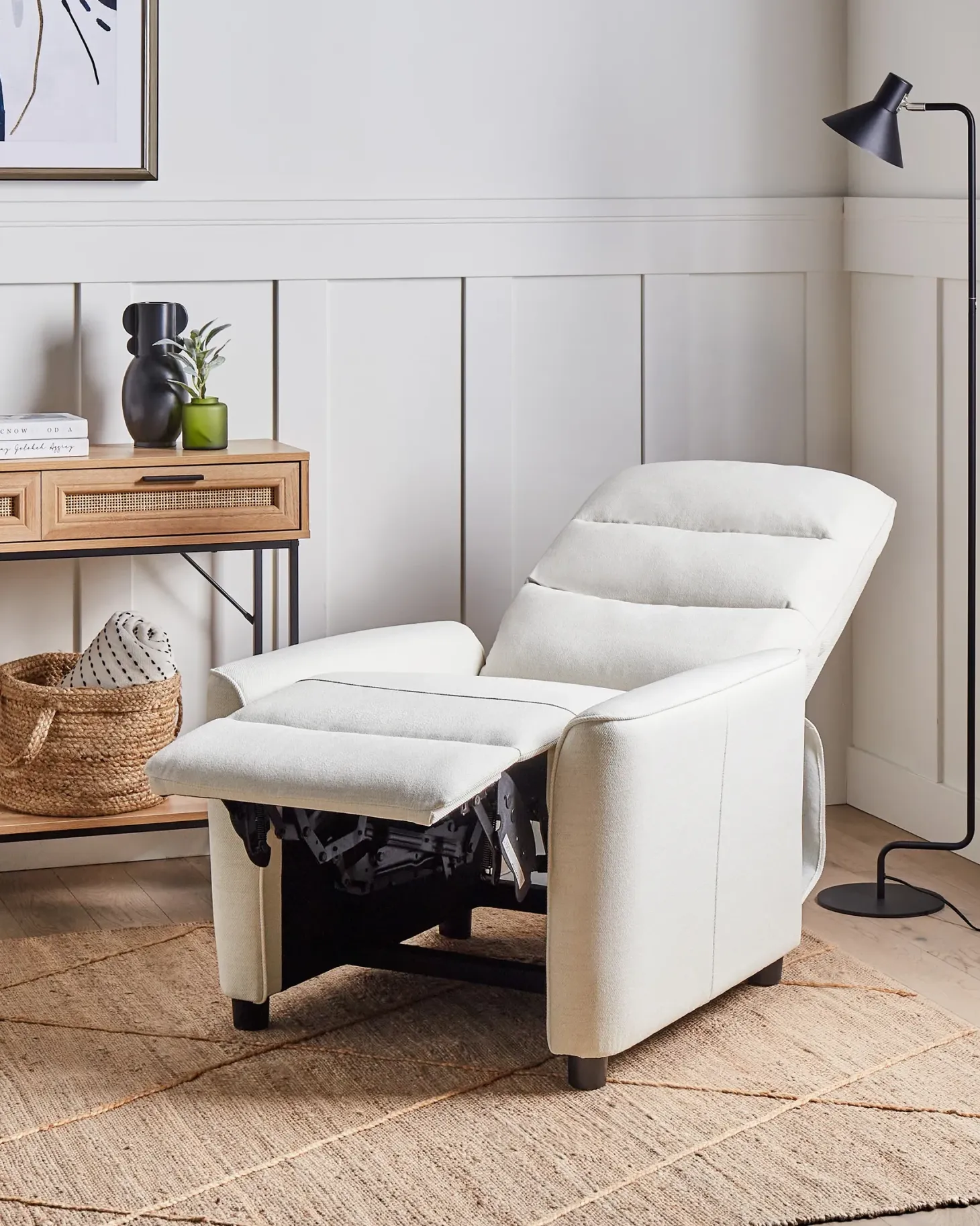 Recliner stol SANDE Inkl. fodstøtte Cremehvid