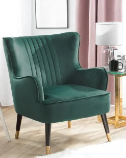 Øreklapstol VARBERG Velour Smaragdgrøn