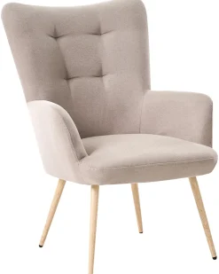 Øreklapstol VEJLE med fodskammel Beige