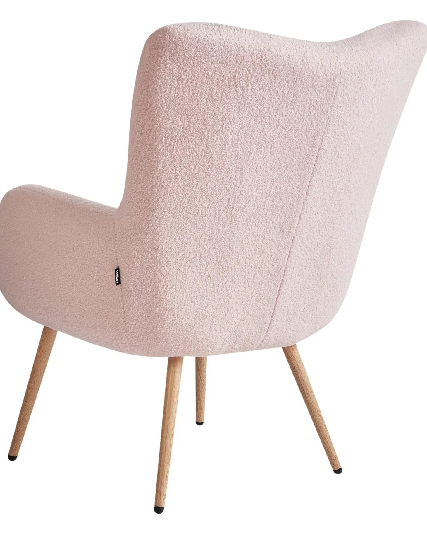 Øreklapstol VEJLE med fodskammel Boucle Pastellrosa