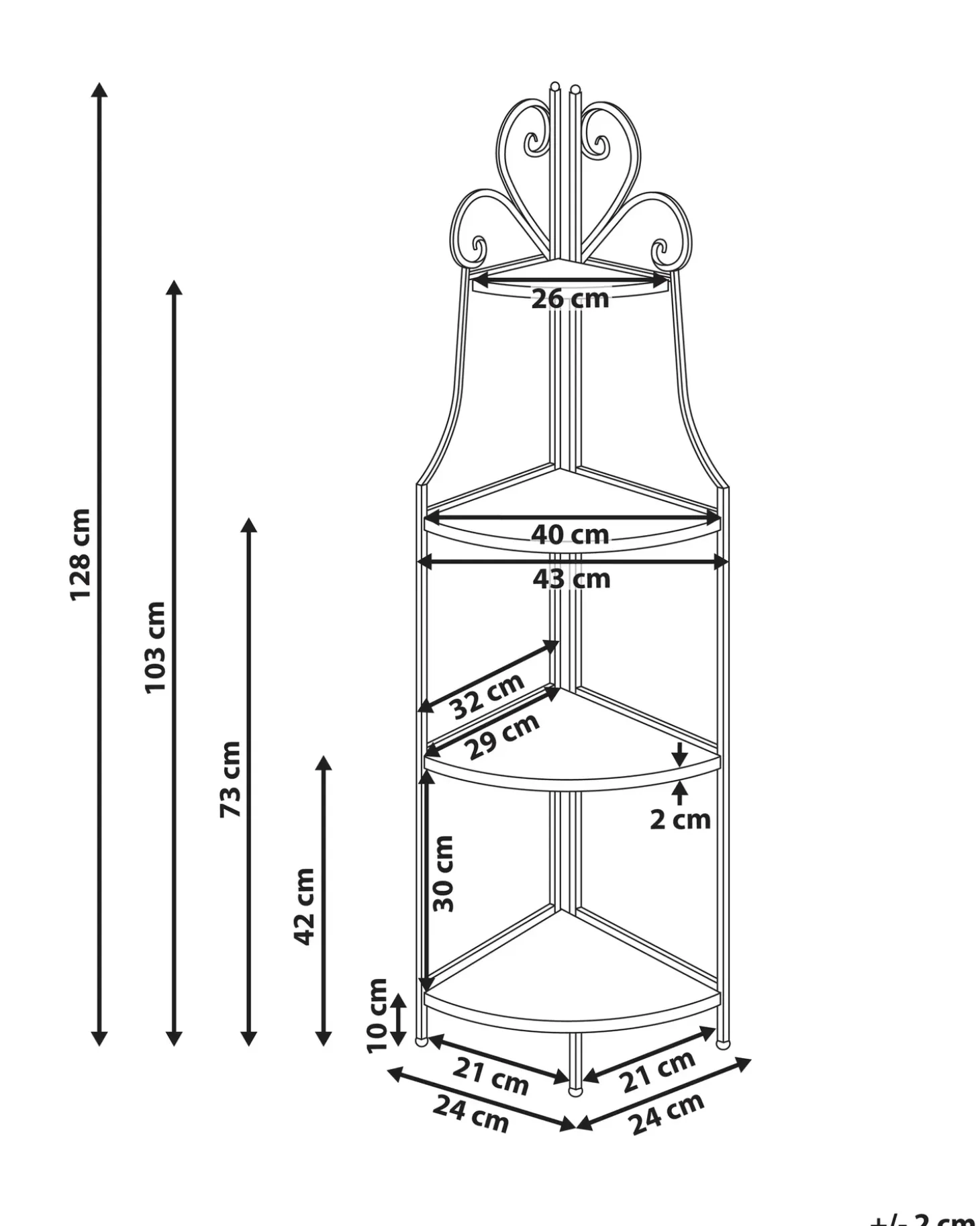 Reol FAVARA Metal 128 cm 43 cm Sort