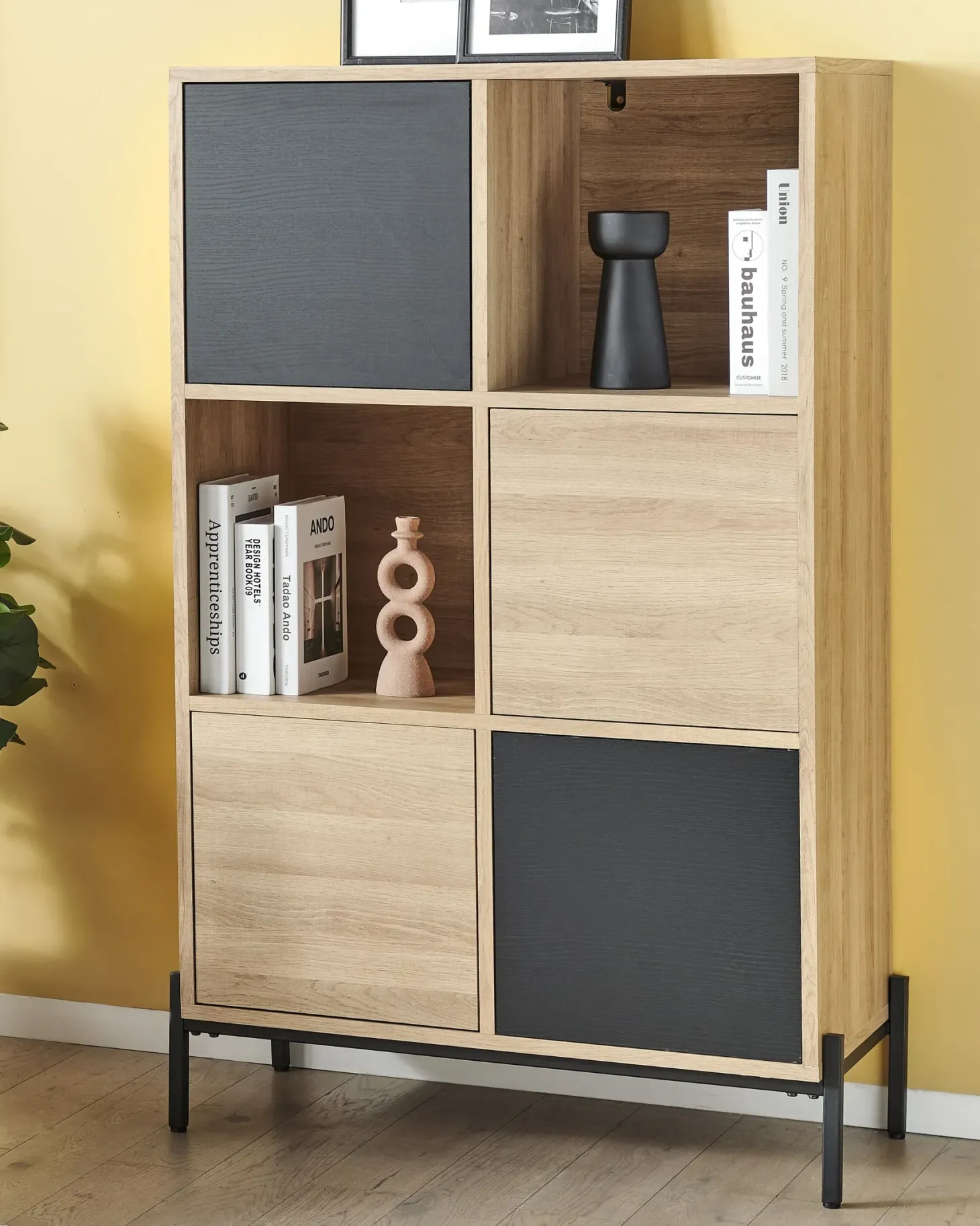 Reol MOINES 135 cm Brun/sort