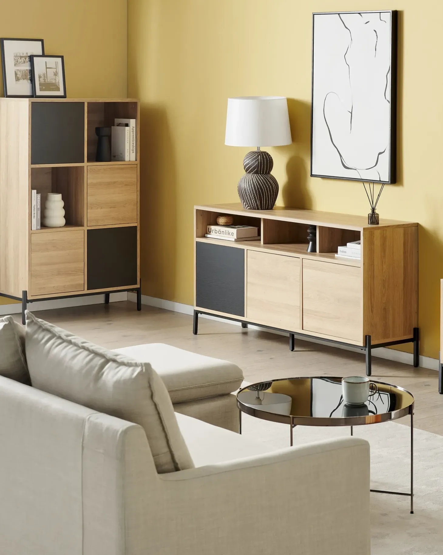 Reol MOINES 135 cm Brun/sort